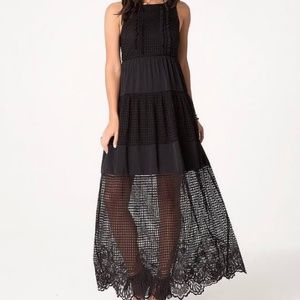 bebe Black Lace Sleeveless Maxi Dress